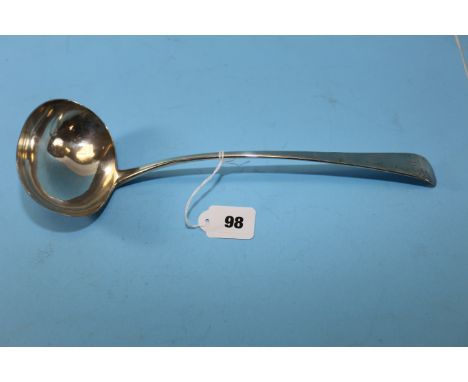 A GEORGE III SILVER "OLD ENGLISH" PATTERN SOUP LADLE, maker:- PB.WB, London 1809, approximately 5oz.