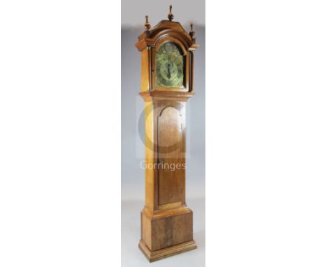 A late 18th century mahogany longcase clock, Robert Clark of London, the 12 inch dial with arcaded Roman and Arabic chapter r