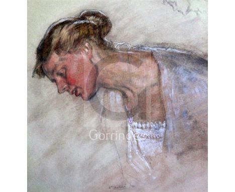 William Shackleton (1872-1933)watercolour and pencilPortrait of a young lady wearing a drop pendantsigned and dated '2410.5 x