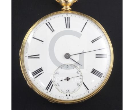 An early 19th century engine turned 18ct gold keywind lever pocket watch by John Poole, Fenchurch Street, London, with Roman 
