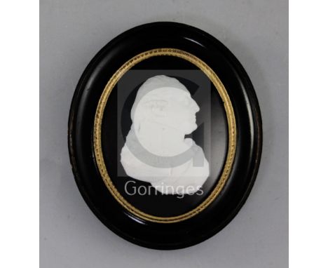 James Tassie (Scottish 1735-1799). A white glass paste portrait bust of Archibald Campbell Fraser (1736-1815), inscr. 'Tassie