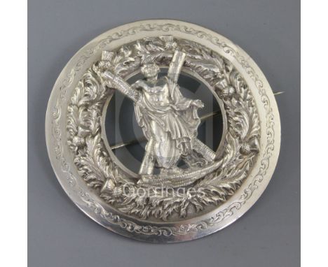 A late Victorian Scottish silver sash badge, Edinburgh, 1889, 9.6cm.