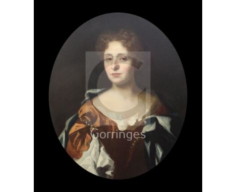 Early 18th century English Schooloil on canvasPortrait of a lady, by repute a member of the Thompson family,oval29 x 23.5in.