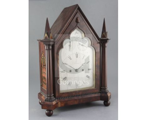 A rare second quarter of 19th century mahogany ting-tang quarter striking bracket clock, John Westlake, London, the gothic ar