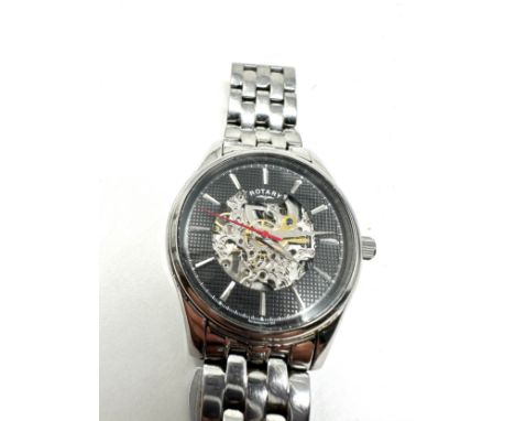 Rotary gents mechanical wristwatch automatic skeletonised movement 