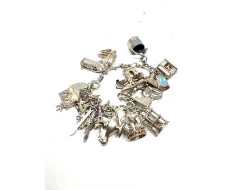 .925 vintage charm bracelet with assorted charms (67g) 