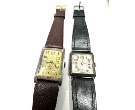 2 vintage art deco gents silver cased wristwatches  untested 