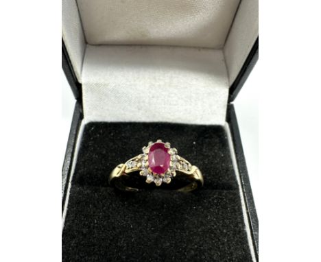 9ct gold ruby  &amp; diamond ring 