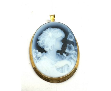 18ct gold vintage carved onyx cameo brooch (5.6g) 
