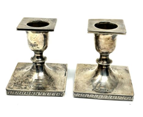 Pair of vintage silver squat candlestick measure approx height 7.5cm 