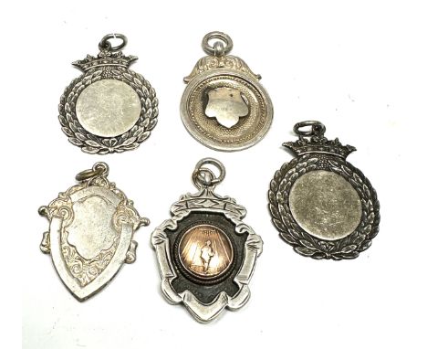 5 vintage silver pocket watch fobs 