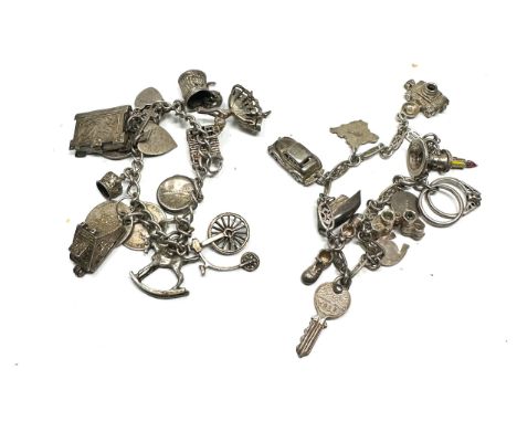 2 x .925 vintage charm bracelets with assorted charms (72g) 