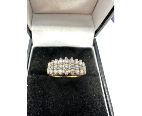 18ct gold vintage diamond set triple row cocktail ring (3.5g)0.50ct 