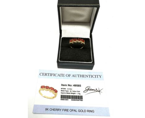 Certificated 9ct gold Fire opal ring C.O.A 