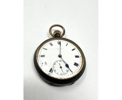 Vintage omega gun metal pocket watch the watch is ticking 