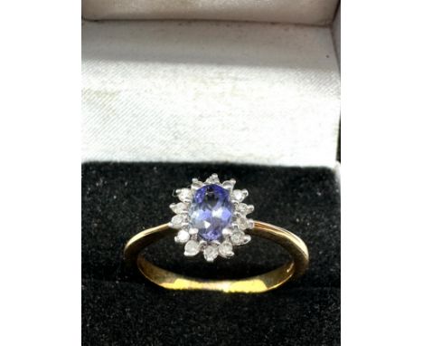 9ct gold tanzanite and diamond set cluster ring (2.5g) 