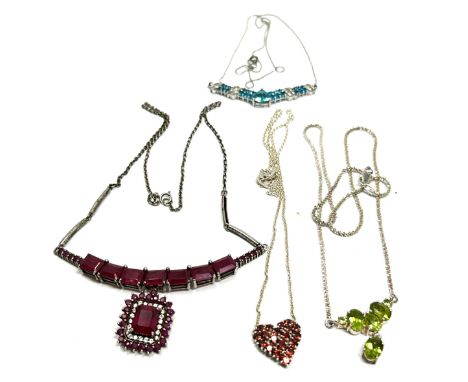 4 x .925 necklaces including ruby (41g) 