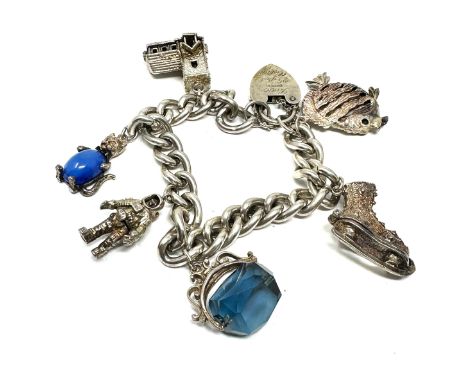 .925 vintage charm bracelet with assorted charms (59g) 