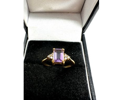 9ct gold vintage amethyst and diamond set ring (1.7g) 