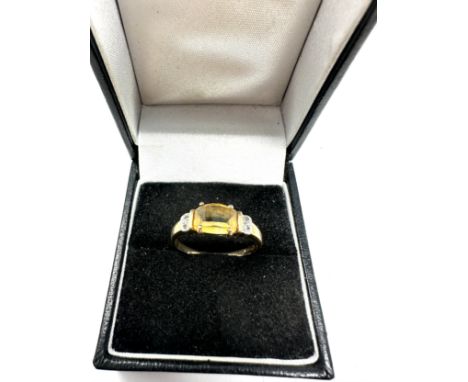 9ct gold vintage citrine and diamond set dress ring (1.9g) 