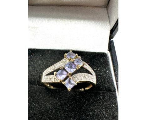 9ct gold vintage diamond and tanzanite set dress ring (2.2g) 