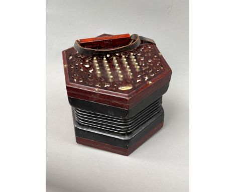 Rare 48 button Early Lachenal &amp; Co Crane &amp; Sons patent 21730 duet  concertina . rosewood end plates &amp; metal butto