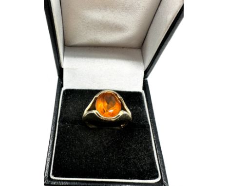 9ct gold vintage citrine set cocktail ring (4.7g) 