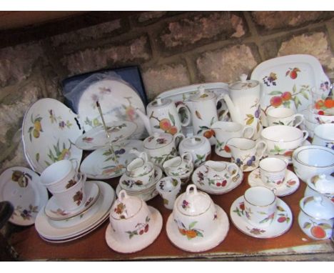 An extensive collection of Royal Worcester Arden and Evesham pattern wares including a two tier cake stand, various serving p