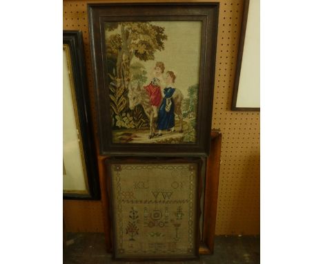 A early 19th century needlework sampler by Mary Head, dated 1810 and incorporating animals, trees, etc and measures 40 x 31 c