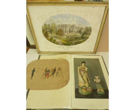 A 19th century coloured lithograph showing the Ladies College and High School, Beech Lawn Leamington 43 x 57 cm in gilt frame