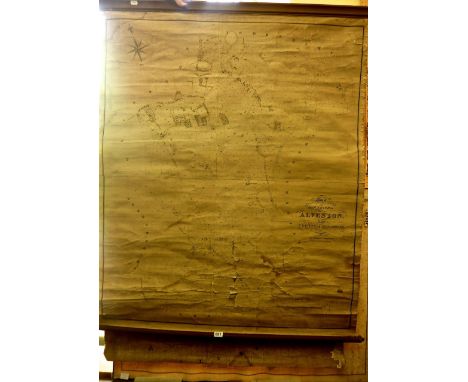 A 19th century unframed, canvas backed plan of the Parish of Olveston in the county of Gloucester by R. Martin and George Osb