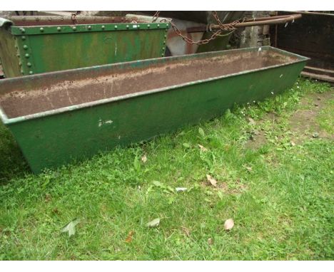 A vintage cast iron trough of rectangular and tapered form stamped to interior Tasker & Co Ltd, 7ft long x 16 inches wide app
