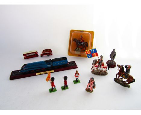 Del Prado model of Sir John Codrington, Marlborough Cavalryman, three Britains household cavalry figures, Mamod engine etc 