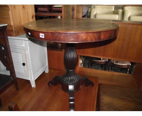 A 19th century mahogany occasional table of circular form raised on a vase shaped reeded pillar and shaped tripod, 75 cm in d