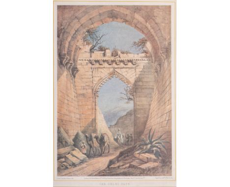 Indian Art A set of six lithograph reproductions with Indian monuments and a painting with Lord Krishna20th century . . Cm 44