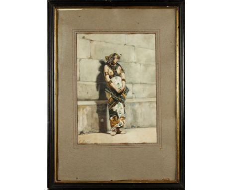 Islamic Art C. Roversi (?)A portrait of a woman dressed like a Cleopatra Watercolour on paper . . Cm 24,00 x 34,00. Provenanc