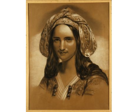 Islamic Art A portrait of a woman.Possibly France, signed and dated 1871. . Cm 45,00 x 59,00. Provenance: Private collection 