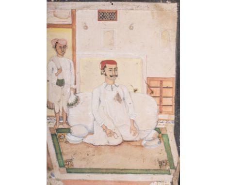 Indian Art A large company school style portrait of a nobleman during the prayer Northern India, 19th century Pigments on pap