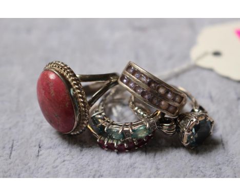 Collection of 5 Ladies Gem Set rings Size R 