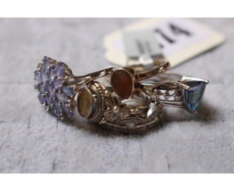 Collection of 5 Ladies Gem Set rings Size R 