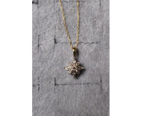 Ladies 9ct Gold Diamond set Pendant on 9ct Gold Chain 1.3g total weight 