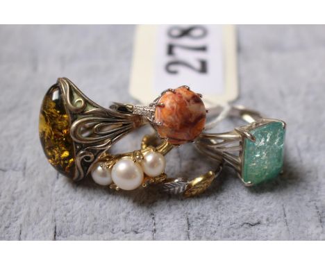 Collection of 5 Ladies Gem Set rings Size R 