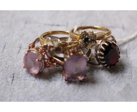 Collection of 5 Ladies Gem Set rings Size R 