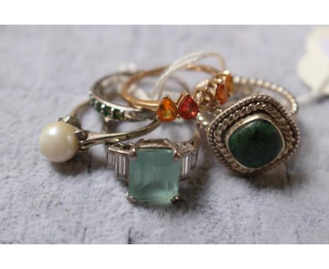 Collection of 5 Ladies Gem Set rings Size R 