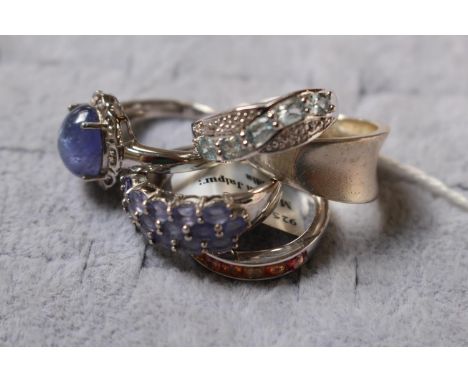Collection of 5 Ladies Gem Set rings Size R 