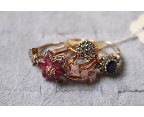 Collection of 5 Ladies Gem Set rings Size R 