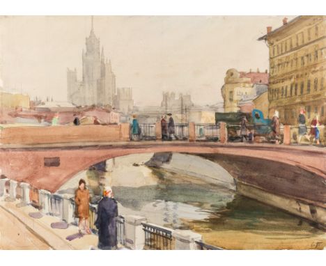 SOLOMON SAMSONOVICH BOIM (RUSSIAN 1899-1978)Kotelnicheskaya Embankment Building, c. 1950watercolor and pencil on paper31.2 x 