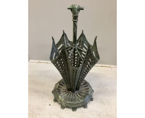 A painted cast metal umbrella shaped stick stand, height 75cm. Condition - fair