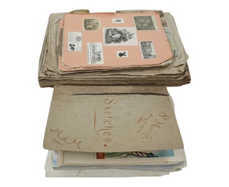 A collection of 19th century watercolours, pencil sketches, scrap books and sheet music. Condition - mostly fair Images of mu