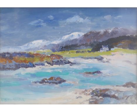 Mary Armour RSA, RSW (Scottish, 1902-2000), oil on board, 'The Coolins from Arisaig', label verso, signed and dated '67, 25 x